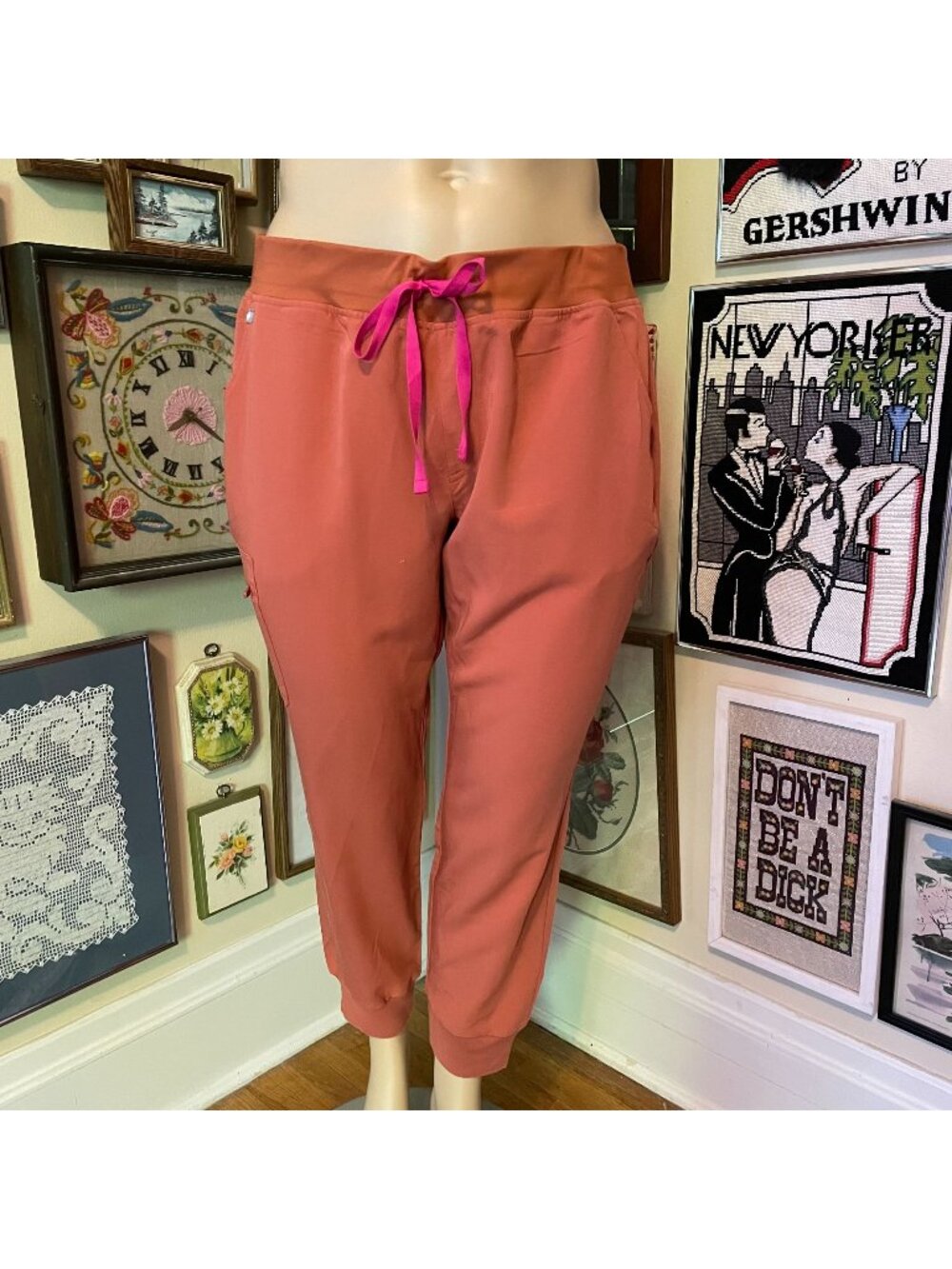 Figs Zamora Womens Technical Collection Jogger Pants Rust Orange XXL Petite